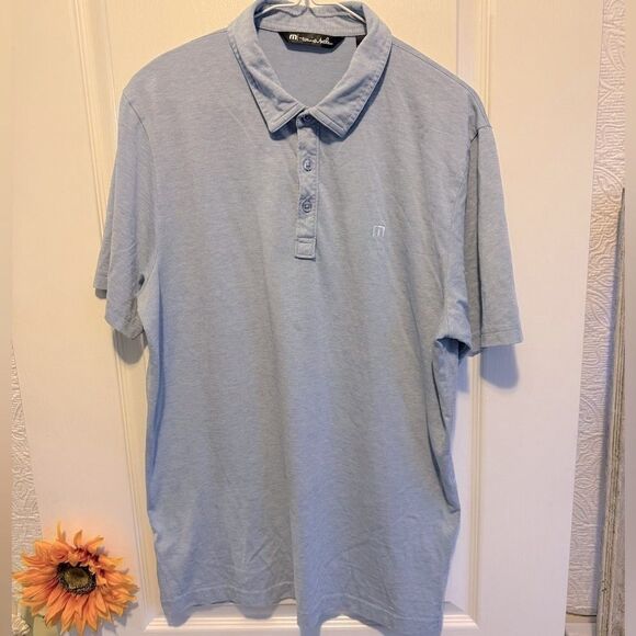 Travis Mathew Zinna Golf Polo in Heather Light Blue. Size L. - Picture 3 of 6